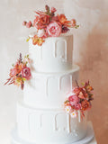 Silk Flower Wedding Cake Topper Set: Rustic Boho Decoration silk flower