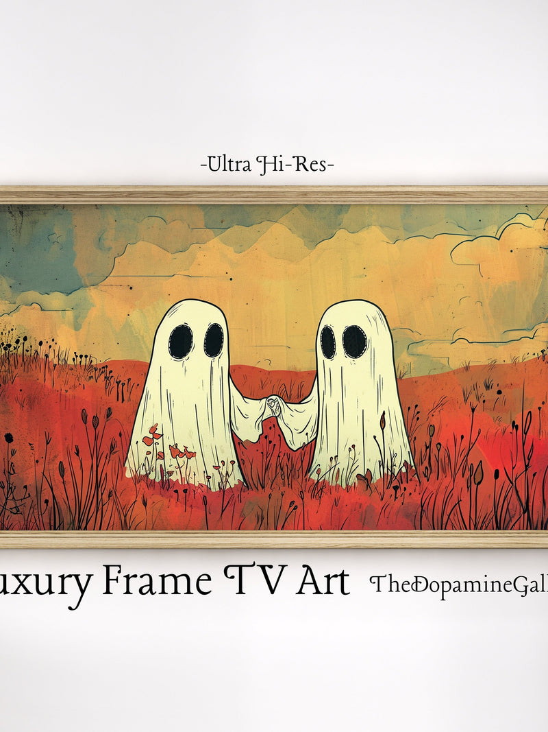 Samsung Frame TV Cute Retro Ghosts Artwork Instant Download | Retro vintage ghosts love, spooky cute whimsigoth cottagecore, antique flowers Love Romance Flower