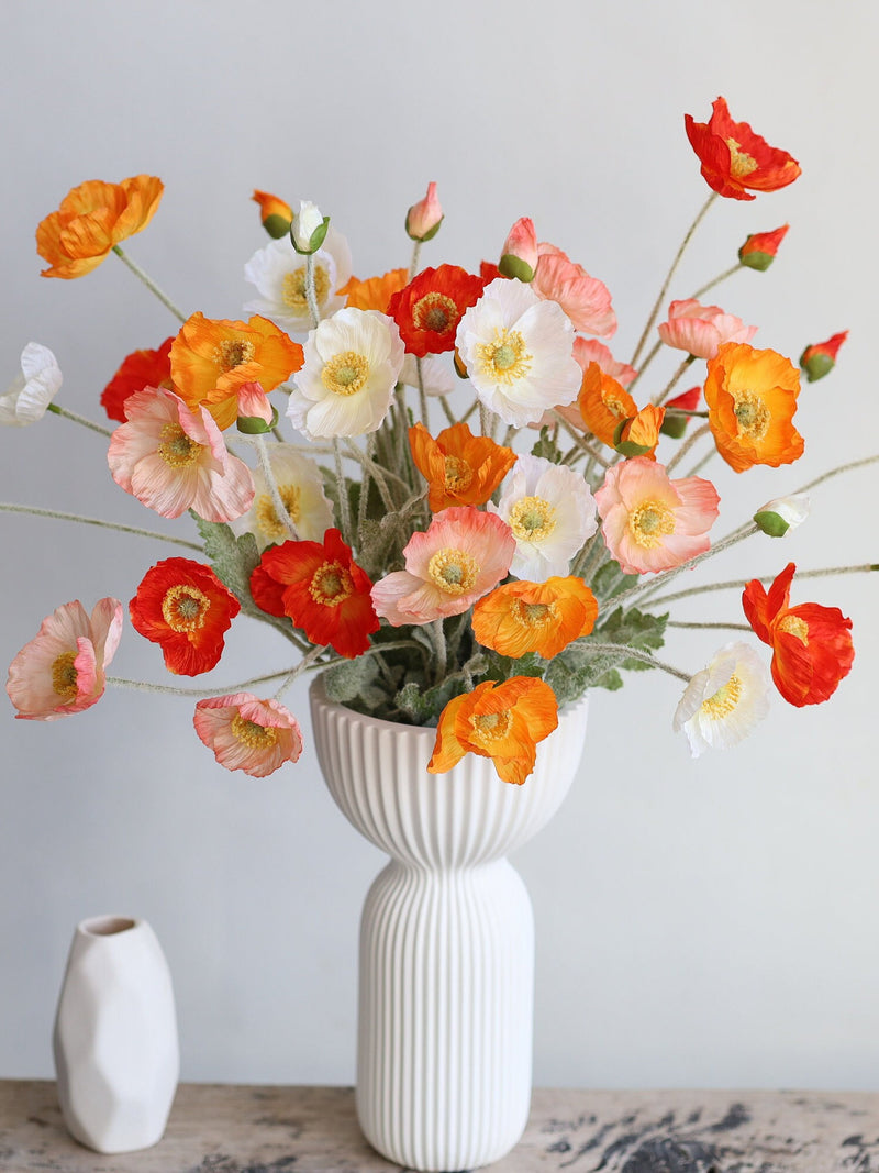 23" Artificial Poppy Flowers, Silk Wildflowers, Red Poppies, Orange Flower/Gift/Floral Decor silk flower