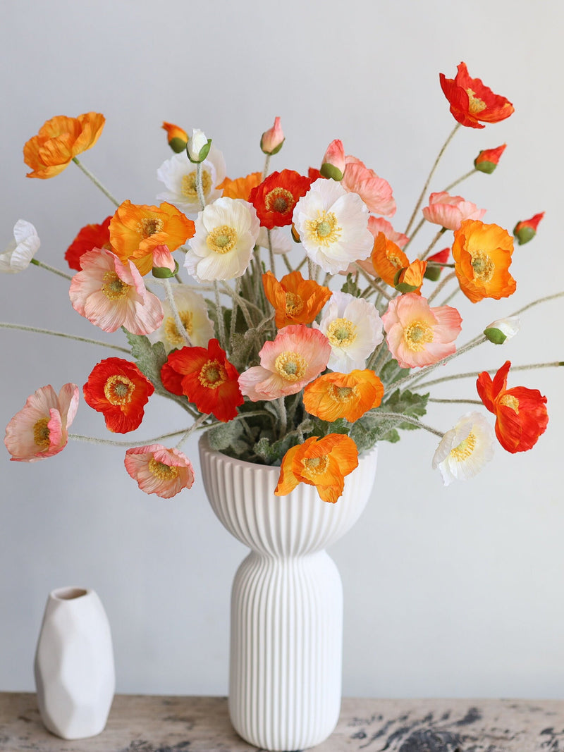 23" Artificial Poppy Flowers, Silk Wildflowers, Red Poppies, Orange Flower/Gift/Floral Decor FLOWER DELIVERY