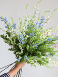 31" Small White Blue Silk Wildflowers, Artificial Flowers, Fake Flowers, Faux Flowers, Garden Flower Gift silk flower