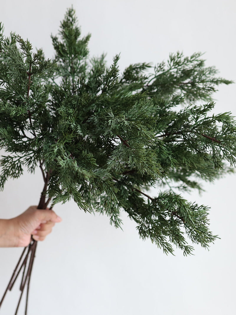 30.7" Natural Touch Faux Winter Cedar Branch-Green, High Quality Artificial Pine Plant, Office/Wedding/Home Decoration/Holiday Gifts for Her faux plants