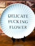Delicate Fucking Flower No.2 - Retro Repurposed Plate - ZeroFucks Plate Collection flower spore
