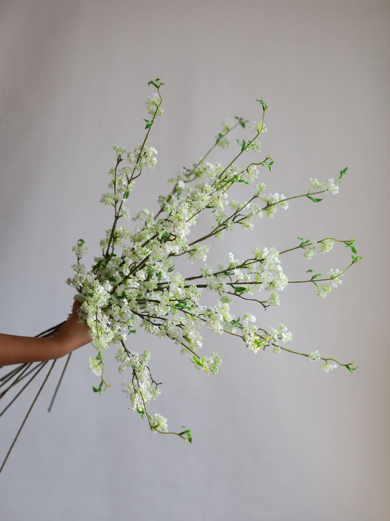 39"Mini White Blossom Artificial Flowers, Faux Flowers, Fake White Flowers/Fake Plants/Silk Flowers/Garden Flower Gift faux plants