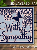 With Sympathy card SVG with flowers, Layered Paper cut 3D, Shadow box 3D, for Cricut sympathy flower