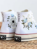 Custom Wedding Converse Embroidered Flowers ,Wedding Flowers Embroidered Shoes, Bridal Flowers Embroidered Sneaker, Custom Sneaker With Name wedding flower