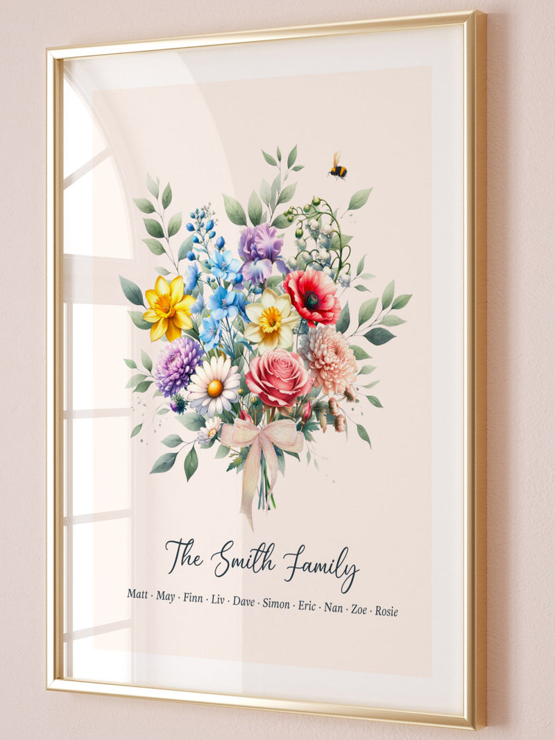 Birth Flower Family Bouquet,Birth Month Flower Art Custom,Floral Family portrait,Birth Month Flower Print,Personalized Gift,Digital Donwload birthday flower