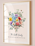 Birth Flower Family Bouquet,Birth Month Flower Art Custom,Floral Family portrait,Birth Month Flower Print,Personalized Gift,Digital Donwload birthday flower