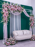 Wedding Flower Arrangement: Pink, Purple & White Rose Arch Decor wedding flower