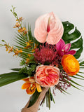 Tropical Wedding Bouquets w Peach Pink Orange Colors, Summer Wedding Bridal Bridesmaid Bouquets, Tropical Wedding Faux Flower Bouquet wedding flower