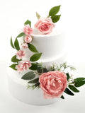 3Design Cake Flower /Pink Artificial Silk Flower Cake Topper Cake Arrangement Flower DIY Cake Decor For Party Wedding Decor silk flower