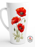 Red Poppy Latte Mug: Floral Ceramic Coffee Mug, 17oz house warming flower