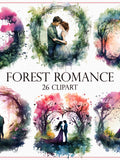 Forest Romance Clipart, Enchanted Love Scenes (26 PNG) (Digital Download) Love Romance Flower