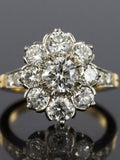 2.06TCW Round Moissanite Diamond Floral Inspire Ring, Half Bezel Set Ring, Vintage Style Wedding Ring, Two Tone Gold Engagement Promise Ring flower spore