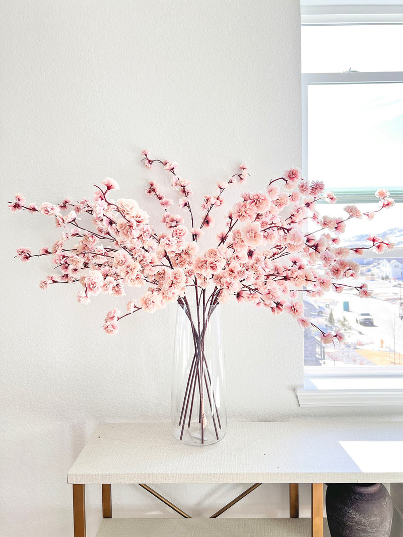 Faux Light Dusty Pink Silk Cherry Blossom (Pack of 3 Stems), Artificial Spring Cherry Blossom Stem, Spring Flowers, Faux Flowers silk flower