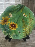 Spode Floral Haven Embossed Plate, Vintage Green Raised Scalloped Porcelain Dish 9.25