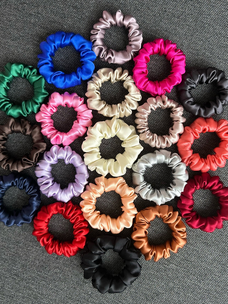 100% Premium silk scrunchies  (EXTRA MINI size) - choose your colors by leaving a note | bridesmaids | birthday | teacher | gift silk flower