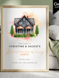 Watercolor Housewarming Welcome Board, Our First Home House Warming Welcome Sign Board, Indian Family Celebration Banner Poster Invite house warming flower
