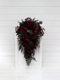 Moody burgundy  cascading bouquet Bridal bouquet Faux bouquet Fall wedding Wedding bouquet  Wedding Faux flowers  Boho wedding Bouquet