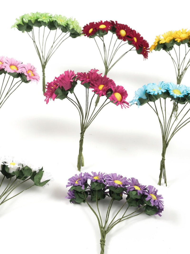 8Colors Small Daisy Artificial Silk Flower With Wire 2/10Bundle For DIY Crafts Wreath Crown Corsage Floral Arrangement Cards Decor silk flower