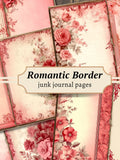 Romantic Border Junk Journal Pages, Digital Scrapbook Paper Kit, Rose Printable, Valentine Collage Sheet, Vintage Ephemera, Love Romance ATC Love Romance Flower