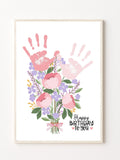 Flower Bouquet Handprint Craft Art for Birthday, Printable | For Mom or Grandparents Handprint, Gift from Kids or Grandkids birthday flower