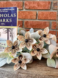Limited edition origami paper book page flowers made from The Notebook ANNIVERSARY