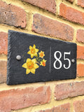 Rustic Floral Emblems UK and Ireland slate house sign farmhouse plaque door number 300x 150mm house warming flower
