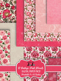 Valentine Junk Journal Digital Paper, Roses Scrapbook Pages Set, Red Pink Collage Sheets, Love Flowers Crafts, Printable Romantic Download Love Romance Flower