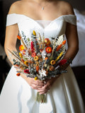 Rust Orange Dried Flower Bouquet, Boho Bridal Decor Bouquet