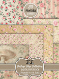 Vintage Junk Journal Papers, Printable Rose Scrapbook Pages, Floral Collage Media, Flowers Ephemera Theme, Digital Valentine Love Romantic Love Romance Flower