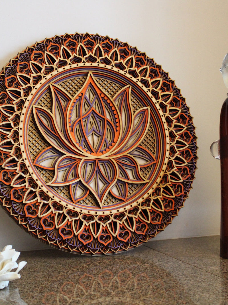 Lotus Mandala Wood Wall Art, Zen Decor, Spiritual Hanging house warming flower