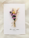 Personalised Get well soon card thinking of you, sending love and sympathy, Dried Flower, feel better soon get well card , Floral Card sympathy flower