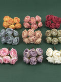 Small Dry Look Silk Rose on Wire Stem 9Colors Artificial Silk Flower Head  Branch For DIY Crafts Bouquets Crown Wreath Decor Faux Ranunculus silk flower