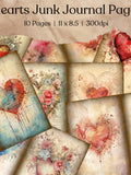 Floral Hearts Junk Journal Kit | Vintage Love Letter | Digital Paper for Scrapbooking | Vintage Valentine | Flower | Ephemera | Journal Page Love Romance Flower