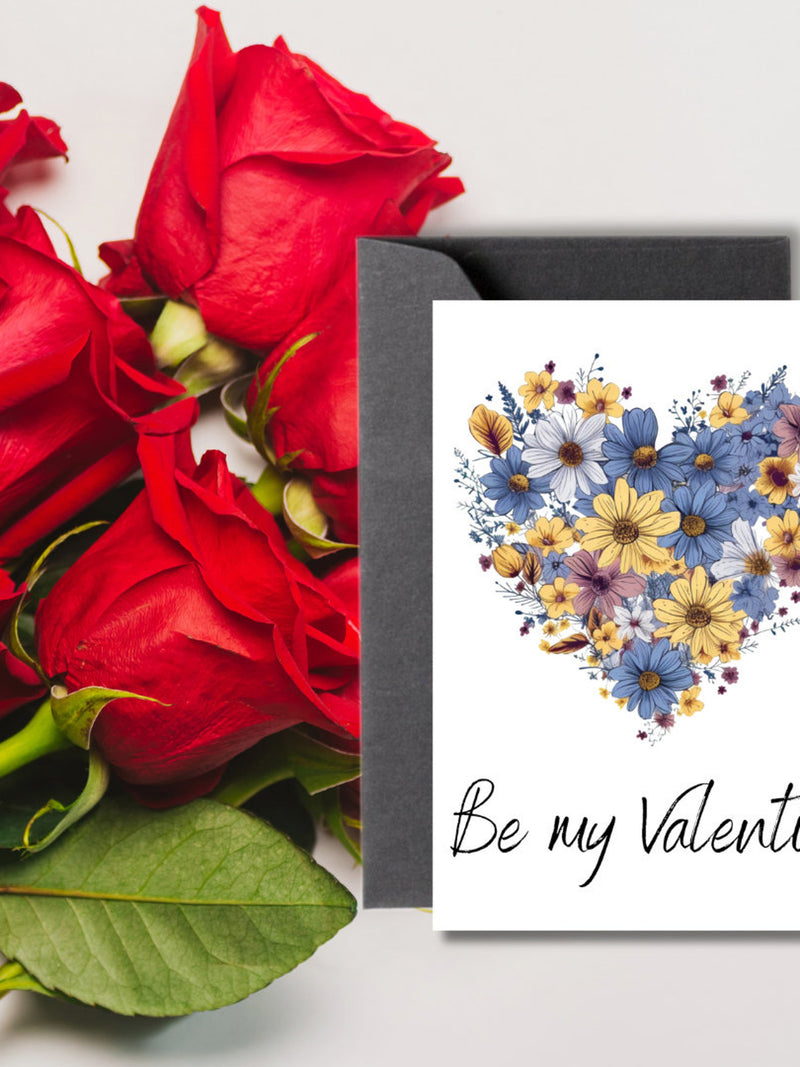 Valentines Day Card | Heart of Flowers | Minimal Card | Romance | Love | Fun | Valentine | Printable Greeting card | Instant | MC-VALE Love Romance Flower