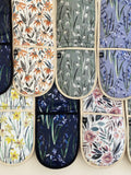Floral Double Oven Gloves / Oven Mitts, Snowdrop, Bluebell, Daffodil, Roses and Coneflower. house warming flower