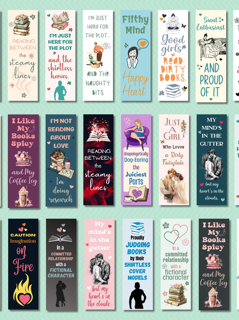 Romance Reader Bookmarks BUNDLE, Spicy Bookmarks, Smut Bookmarks, Bookmark Sublimation, Digital Download, Romance Reader Gift, Bookmark Set Love Romance Flower