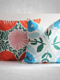 Orange Blue Floral Throw Pillow Cover FLOWER DELIVERY