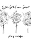 Custom Family Birth Flower Bouquet: Minimalist Art Print (Digital Download) birthday flower