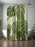 Green monstera Shower Curtain, simple modern contemporary leaves plant, minimalist Bathroom Curtain Mat, home bath Decor, House warming Gift house warming flower