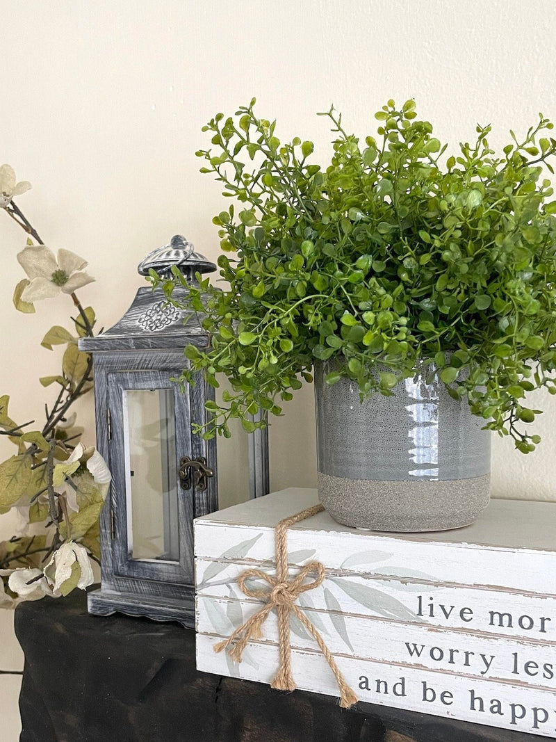 Fake Plants in Gray Ceramic Pot, Artificial Greenery for Bathroom, Faux Plant for Office Desk, Realistic Houseplant, No watering needed faux plants