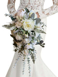 Gorgeous ivory/green natural look bouquet with peonies and eucalyptus wedding flower