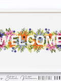 Welcome Floral Cross Stitch Pattern: Modern Embroidery (Digital Download PDF) house warming flower