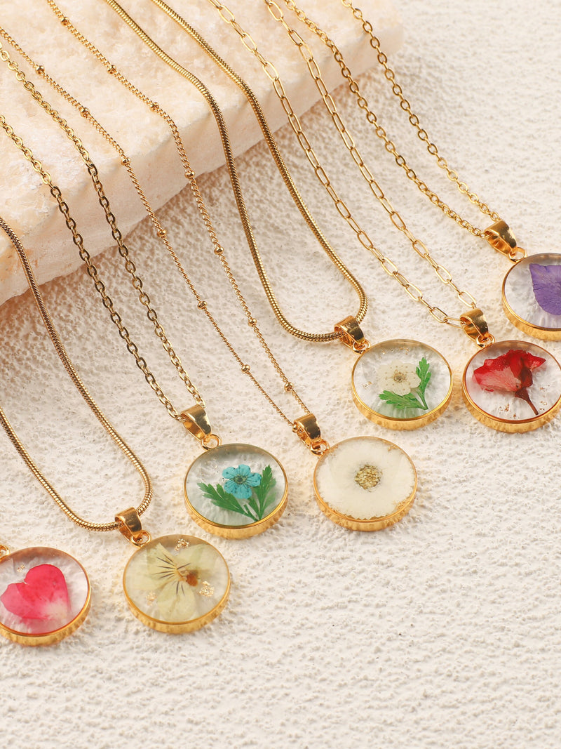Personalized Birth Month Flower Necklace for Women, Pressed Birth Flower Necklace, Floral Jewelry, Mother's Day Gift, Birthday Gift birthday flower