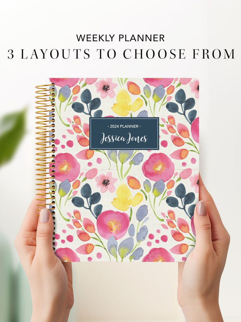 2027 planner custom | 7x9 student planner weekly calendar agenda daytimer / spring flowers FLOWER DELIVERY