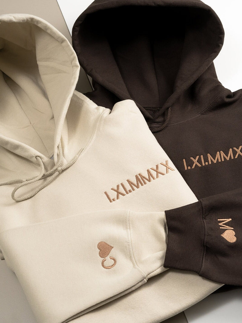 Custom Embroidered Roman Numeral Hoodie ¥ Personalized Couple Gift ANNIVERSARY