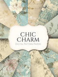 Chic Charm Digital Pattern Paper | ephemera | vintage | scrapbook | journal | printable | shabby chic | love | romance | floral | flower Love Romance Flower