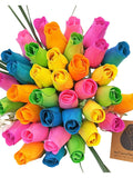 6 Color Spring Flower Bouquet. The Original Wooden Rose sympathy flower