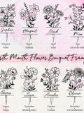 Birth Month Flower Bouquet Frame Svg Png Bundle | Birth Month Flower Svg Birth Flower Bouquet flowers floral Split Monogram frame Svg Png birthday flower